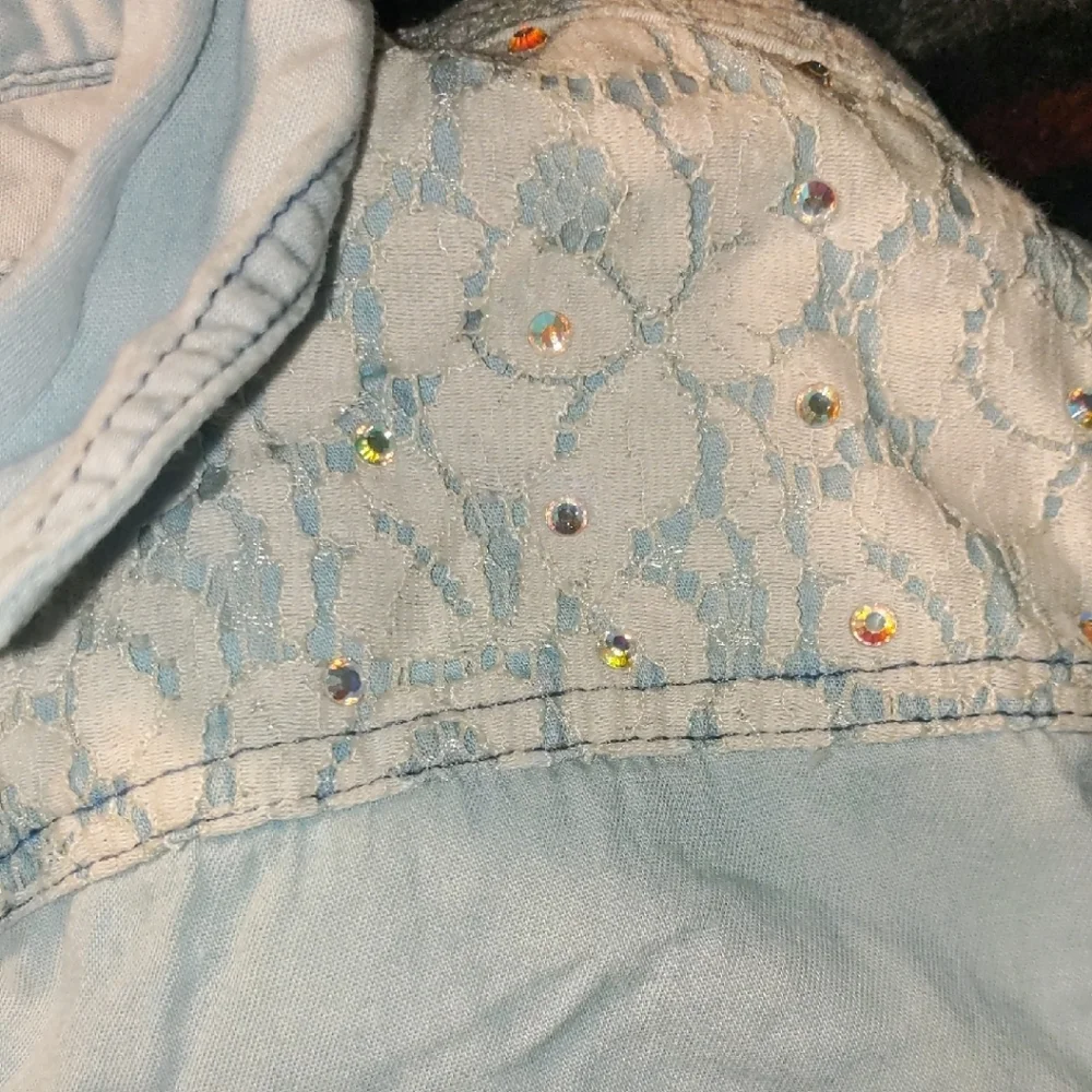 Justice Blue and White Blouse with Collared Neckline Girls 14